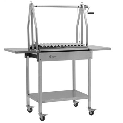 Argentinischer Grill Asado Holzkohlegrill mit Seitenablagen Grillwagen BBQ-Toro