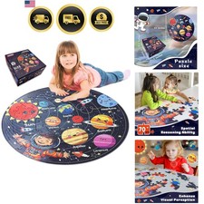 Puzzles for Kids Ages 4-6 with Solar System Planets, 70 Piece Round Large Kid...
