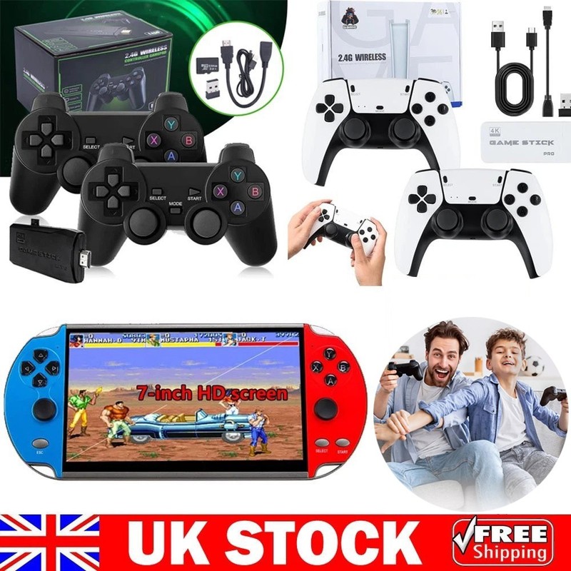 40000+ Video Game Console Retro Games TV Stick 128G 4K HDMI 2Wireless Controller