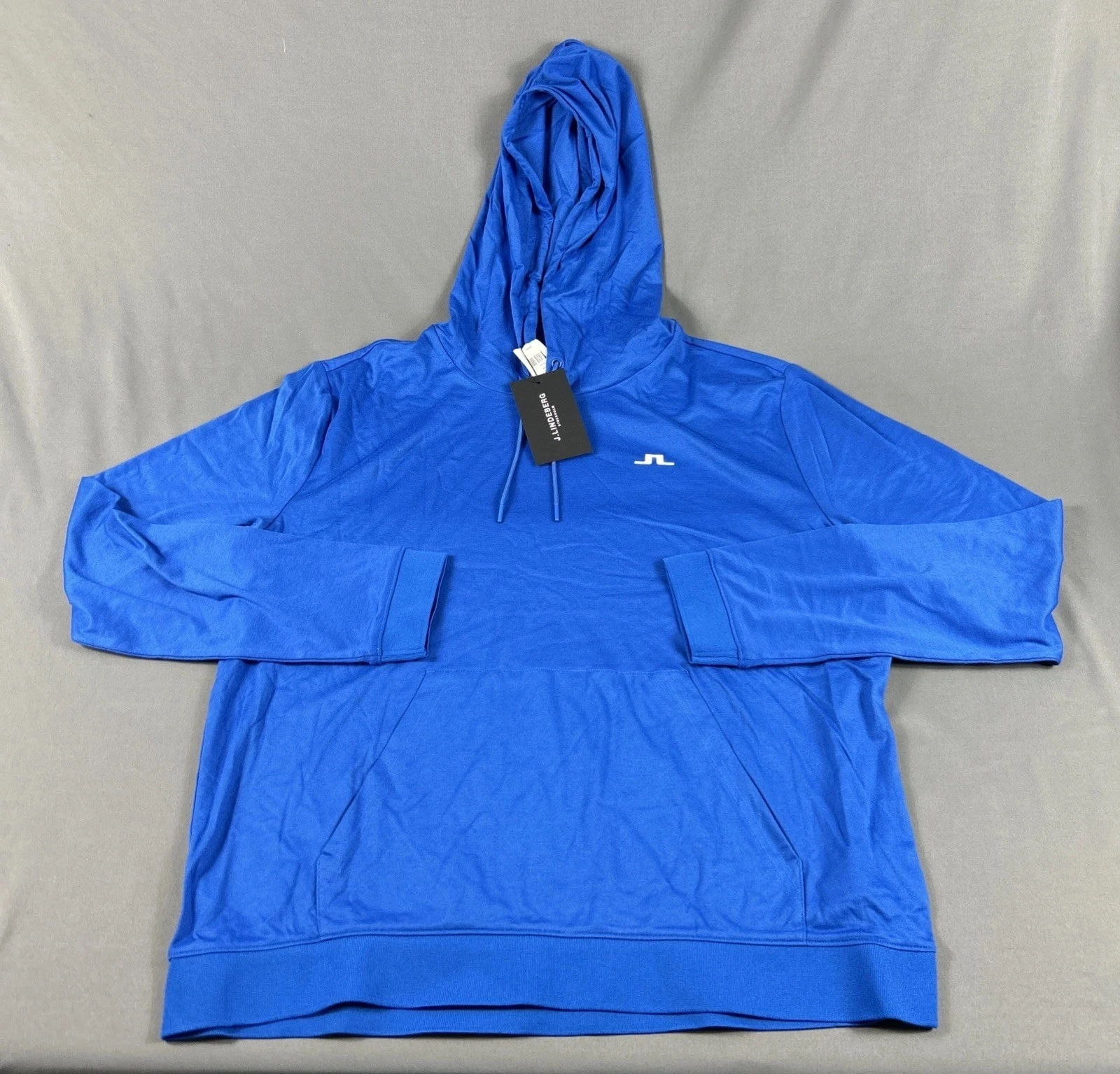 J Lindeberg Golf Hoodie Pullover XXL Blue Polyester Cotton NWT MSRP $135