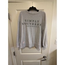 Simply Southern Grey Terry Crewneck Pullover Sweatshirt