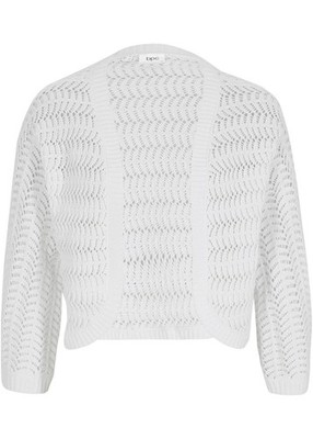 Neu Klassischer Bolero mit halbem Arm in Häkel-Optik Gr. 48/50 Weiß Damenbolero