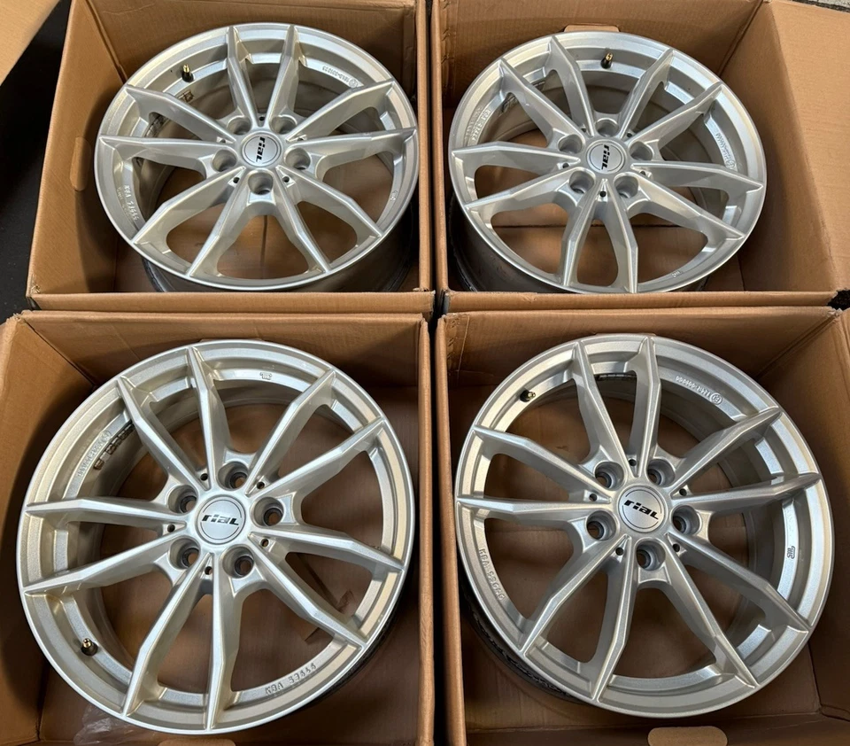 4x RIAL X12 7 X 17 pulgadas 5 X 112 ET 45 Polar plata Audi Seat Skoda VW ECE EXCELENTE - Imagen 2 de 4