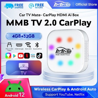 Wireless Carplay Ai Box Android auto, w/ YouTube, Netflix, Tiktok ,LED Light