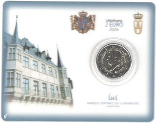 2 Euro Coincard Luxemburg 2026 Groussherzog Guillaume