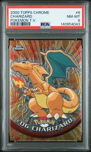 2000 TOPPS CHROME POKEMON T.V. #6 CHARIZARD PSA 8