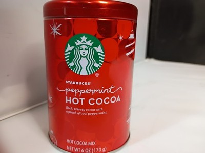 Starbucks 6 oz PEPPERMINT HOT COCOA Mix Chocolate Collectors Tin ** BB 5/2027 **