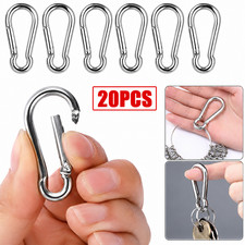 Stainless Steel Carabiners Spring Snap Hooks Heavy Duty Keychain Clip NEW