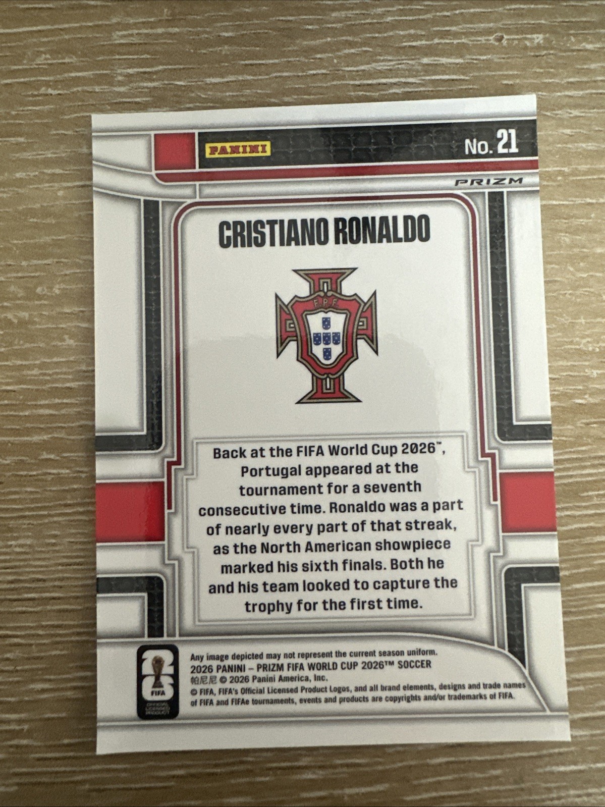 2026 Panini Prizm Fifa World Cup - Scorers Club Cristiano Ronaldo #21 Wave Prizm view 2