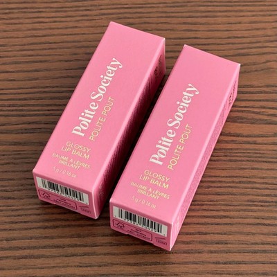 x2 Polite Society - Polite Pout, Glossy Lip Balm, Sample Size, 0.16 oz/5 g