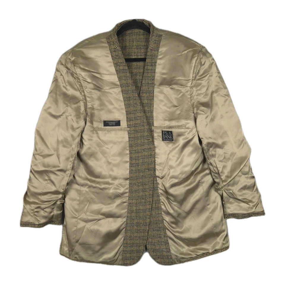 Jos. A. Bank Camel Hair Sport Coat Men's 46R Brindle Houndstooth 3 Btn. Vented - Image 3 of 4