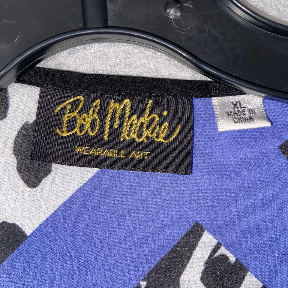 Cárdigan Bob Mackie Usable Art Mujer Kimono XL Azul Negro Abstracto Animal Foto 3 de 4