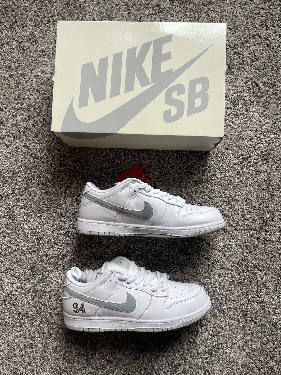 Nike Dunk SB Low 94 Supreme White Metallic Silver Grey HQ8487-100