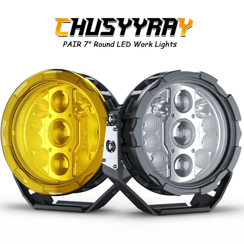 CHUSYYRAY 7" LED Work Light Bar Round Driving Fog Lamp Spot DRL Offroad Truck - Picture 1 of 14