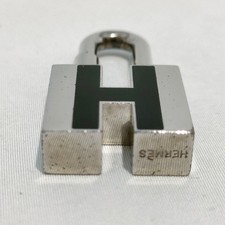 HERMES Key Ring Keychain Bag Charm Cadena H motif metal silver black From Japan