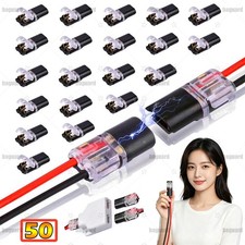 50 pcs Double-Wire Plug-in Connector, Cable Clamp with Locking Buckle, AWG 18-22