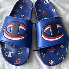 Champion Blue Red Super Slide Sandals Logo Men s Size 9 Brand New In Box