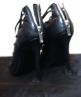 Vintage Charles Jourdan Paris black leather cage strapped stilletto heel shoes — photo 9