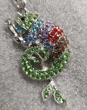 Aqua Sparkling Charms Chains Glitzy Sparkly Rhinestone Iguana Keychain 