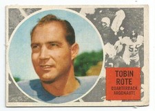 1960 TOPPS CFL TOBIN ROTE TORONTO ARGONAUTS #74 (RICE) DETROIT LIONS QB FILLER