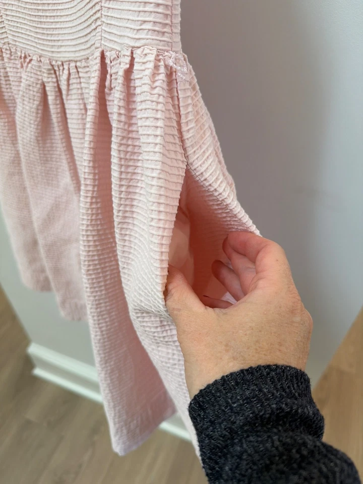 Polo Ralph Lauren Girls Pink Textured Sleeveless Button Front Dress Size 14 - Image 2 of 4