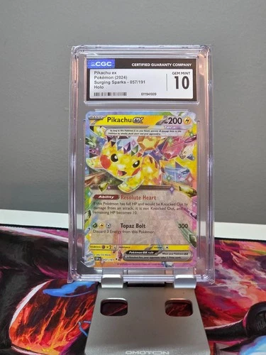 POKEMON PIKACHU EX SURGING SPARKS 057/191 HOLO CGC 10