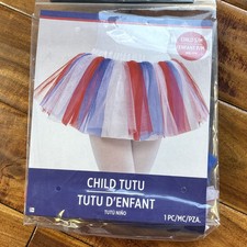 Child Size S/M Patriotic Red White Blue Americana Mesh Tutu Play Halloween New