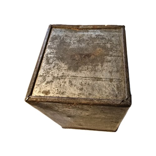 Match Book Tin Hinged Lid Canister Aging Patina Rust 3x3x5.5" Vintage Retro - Picture 7 of 9