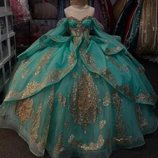 Sexy Ball Gown Mint Green Quinceanera Dresses Lace Appliqued Beaded Corset Girls