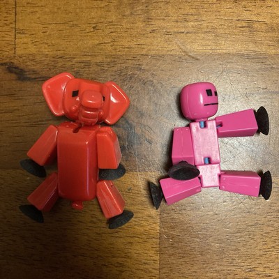 StikBot 3  Stop Motion Animation Action Figure Robot Man Figure & Red Elephant
