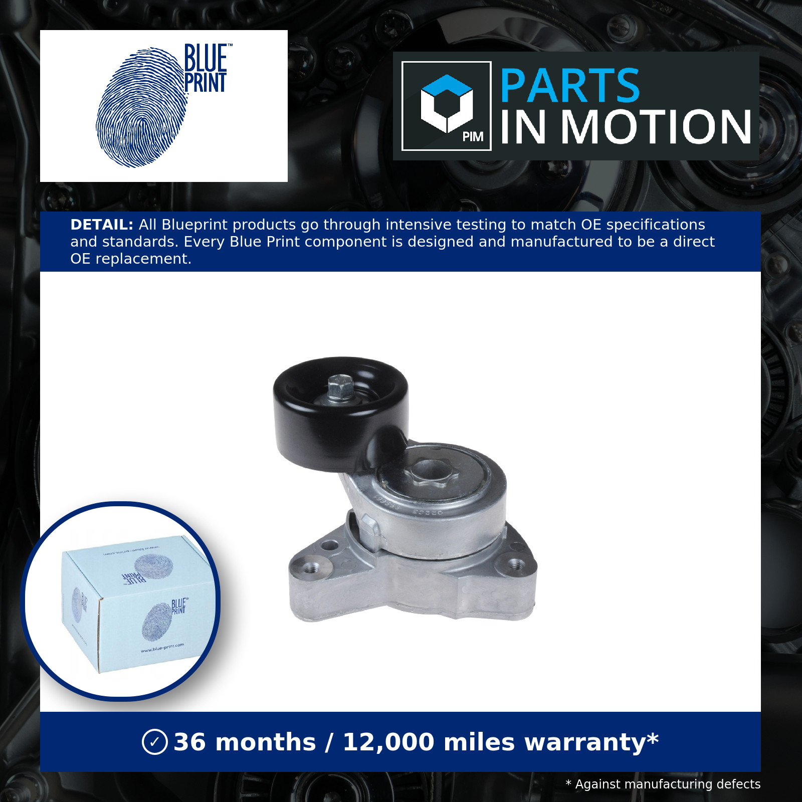 Aux Belt Tensioner ADH29633 Blue Print Drive V-Ribbed 31170PNA003 31170PNA013