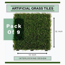  Artificial Turf/Grass Tiles for Patio and Garden, Interlocking, pet =   9 PACK