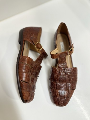 Vintage Ann Taylor Italian Brown Woven Leather Flats | Size 7 | Made In Italy - Imagen 3 de 13