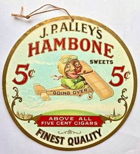 J. P. Alley's Hambone Sweets 5-Cent Cigar Vintage Advertising Sign/Fan Pull