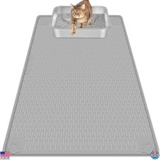 Extra Large Cat Litter Mat - 40"x28" Soft Silicone for Scatter Control & Easy
