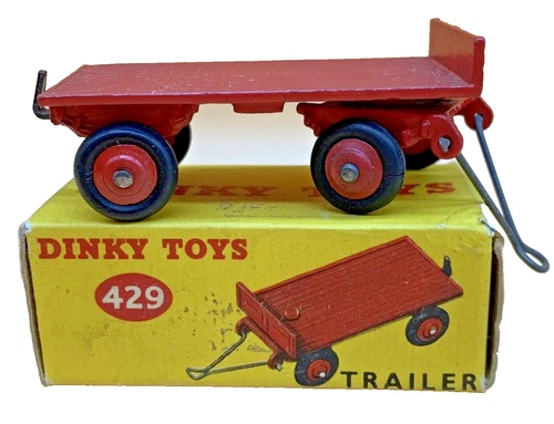 Dinky Toys 429 Trailer 1950s Vintage Red Diecast Meccano Boxed Model Original