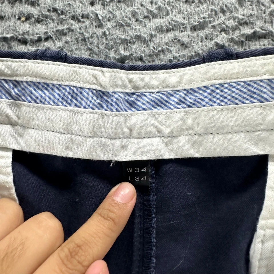 J Crew Essential Chino Pants Mens 34x34 Navy Blue Cotton Classic Fit - Image 3 of 4