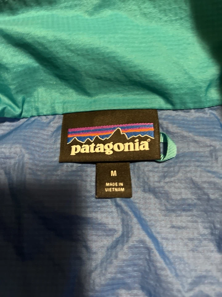 Chaqueta Patagonia Houdini Stash Talla Mediana Para Hombre Verde Azul Multicolor 1/2 Cremallera Foto 4 de 4