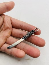 Cuchillo daga animal dragón asiático plata esterlina 925 vintage espada encanto colgante