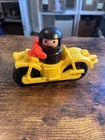 Vintage Fisher Price Little People Yellow Motorcycle with Driver Rare