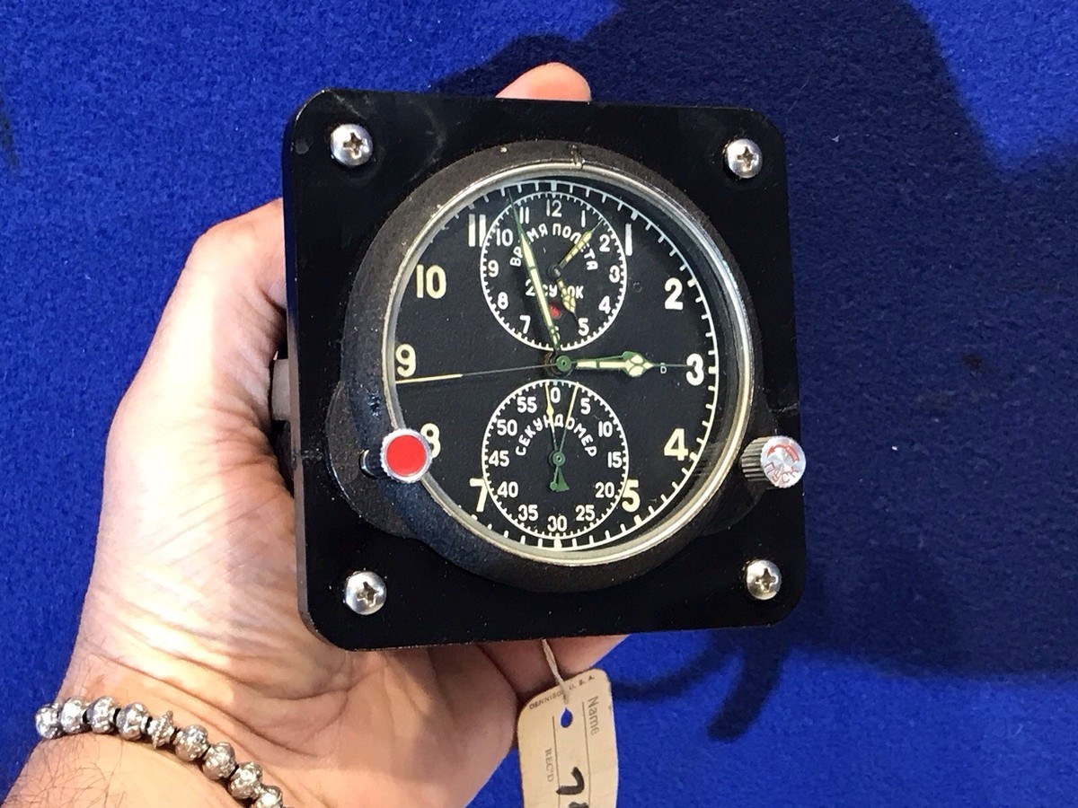 ロシア軍　コックピットクロック Vintage Russian Aircraft Cockpit Clock Chronograph USSR 2 Day