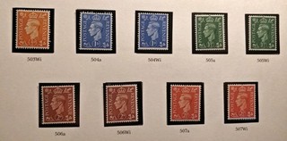 GB KGVI 1950/51 Watermark Varieties MNH CV£27