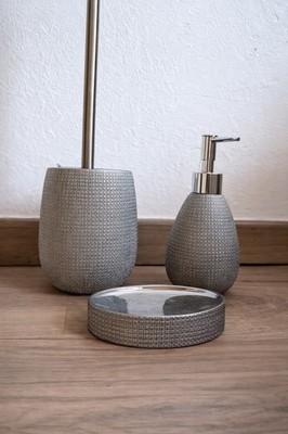 Ikea Badezimmerset silber Seifenschale, Seifenspender etc