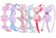 6 Pack Girls Headbands Glitter Kids Headbands Bow/Heart/Star Headbands for gi...