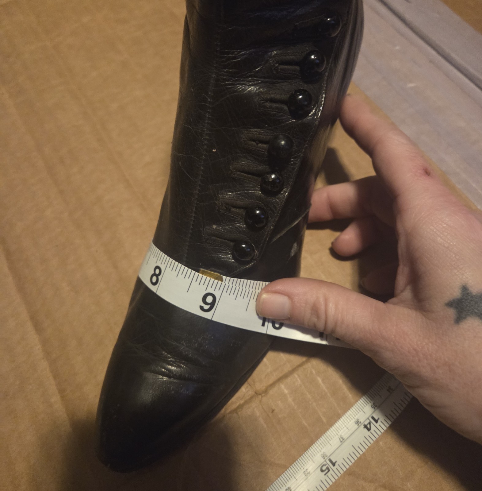 Black Edwardian Leather Button Boots - image 9