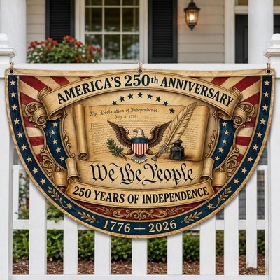 USA 250th Anniversary Fence Flag, We The People Patriotic Porch Bunting