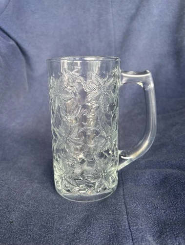 Princess House Fantasia Poinsettia Crystal Beer Mugs Steins Discontinued