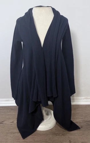 Ralph Lauren Cardigan Womens Extra Small 100% Cashmere Open Front Navy Blue