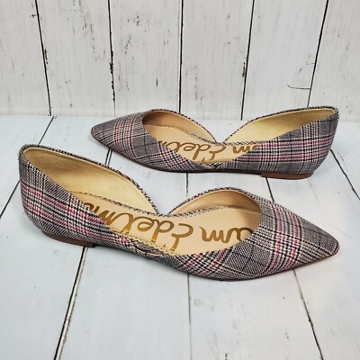 New Sam Edelman Rodney Pointy Toe d'Orsay Flat Houndstooth Plaid Women's  Size