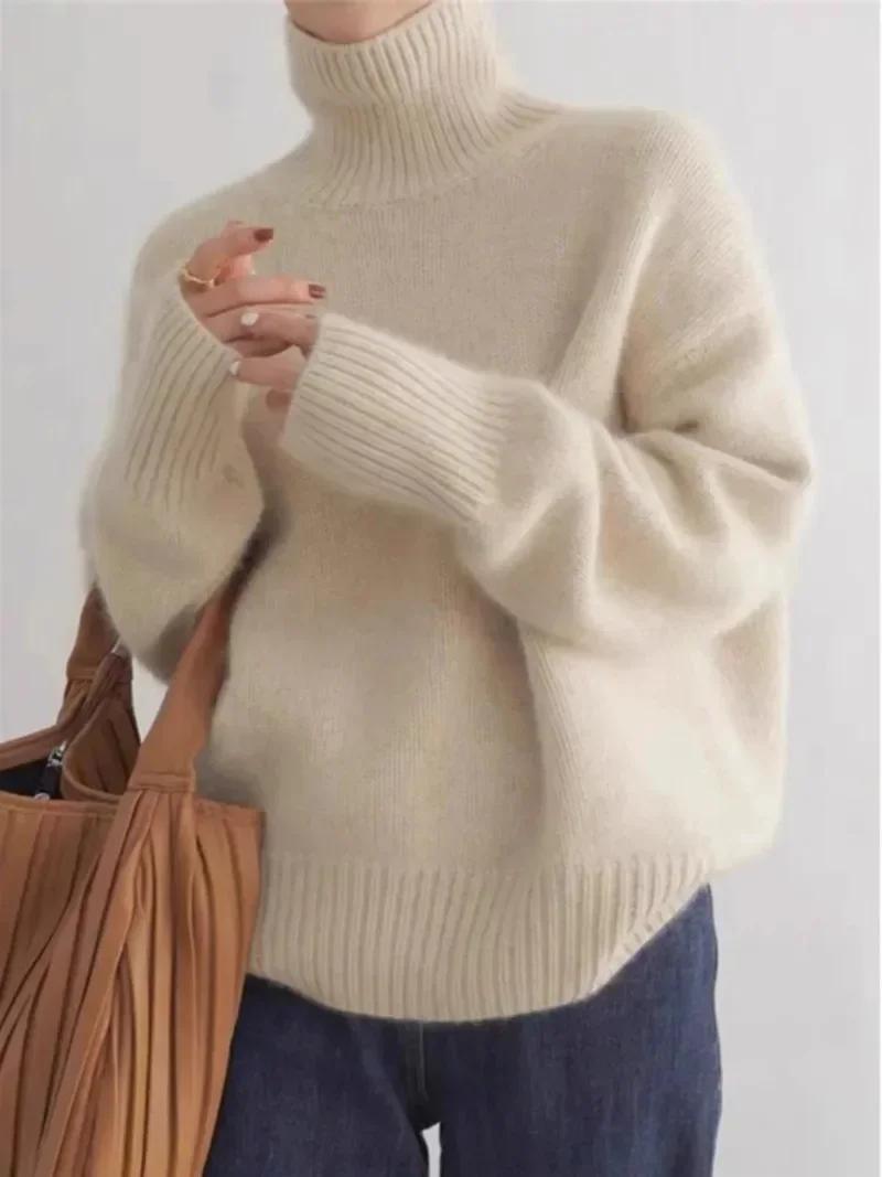 Autumn Thick Cashmere Knitted Sweater Women High Neck
